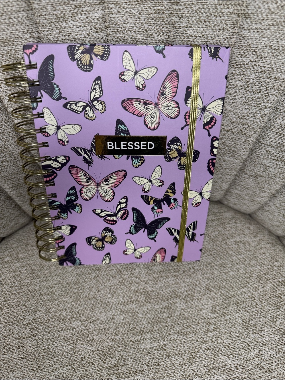 Purple Butterfly "Blessed" Spiral Notebook with Gold Accent